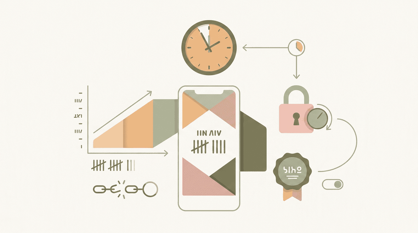 A mobile phone displaying a user profile with an active daily login streak in the Focal app.