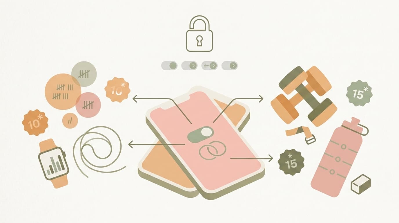 An illustration showing a smartphone screen linking the Focal app to Apple Health settings.