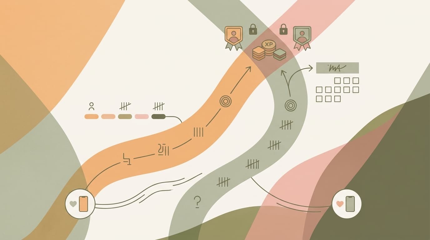 An illustration showing two intersecting paths representing a Step Battle between two users sharing their daily step counts in the Focal app.