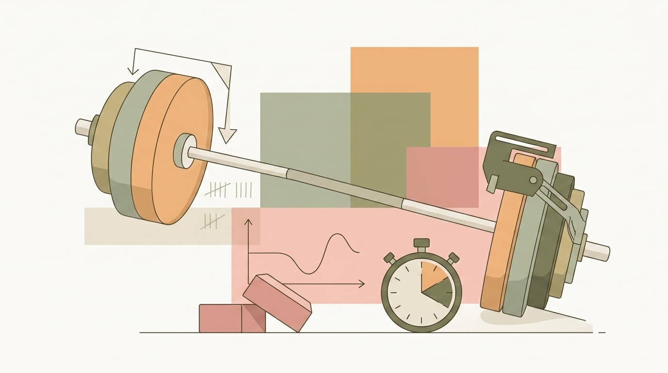 A lifter performing a heavy barbell back squat using mechanical weight releasers to overload the eccentric phase.